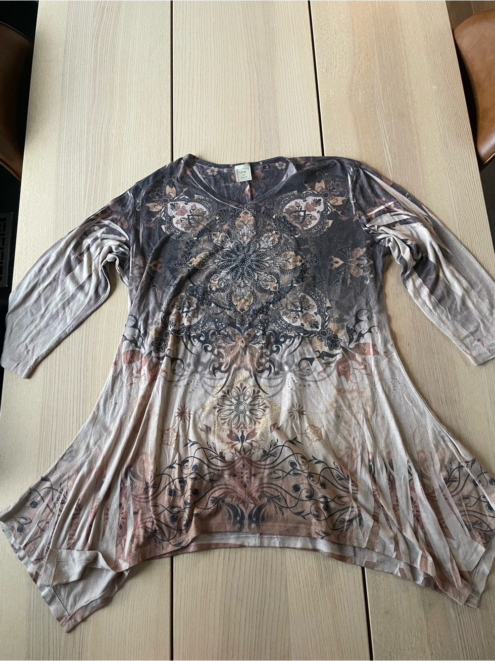 Jess and Jane Vintage-Inspired Tunic Top ladies size large western style top